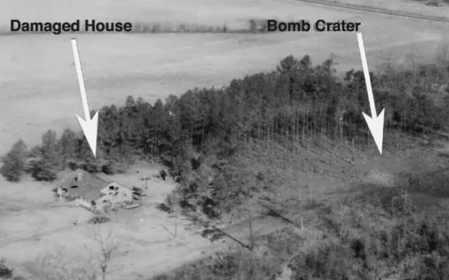 mars bluff incident - Damaged House Bomb Crater